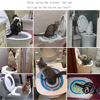 Комплект за приучения котки на обличане, пластмасов симулатор за почистване на тоалетни за домашни любимци, удобна седалка за тоалетна за домашни любимци.
