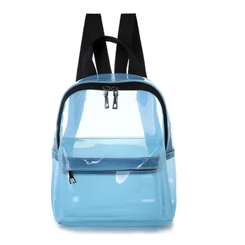 Корейската версия, Нов Летен моден раница от PVC, Желеобразная Прозрачна Двойна чанта през рамо, Пътен малък Училищен раница, Женски раница