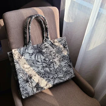 Луксозна дизайнерска чанта, маркови чанти с горната дръжка за жени, жаккардовая бродерия, плажна чанта за пазаруване, чанта-тоут на едро
