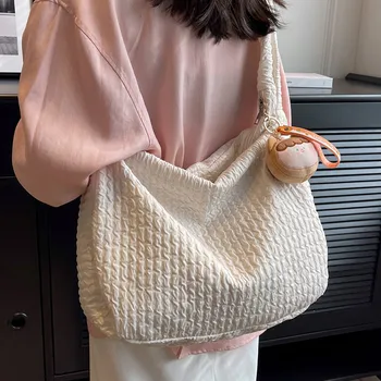 Луксозна марка памучен космическа женствена чанта през рамо, проста ежедневна чанта през рамо с голям капацитет, мека мътна тенденция чанта през рамо
