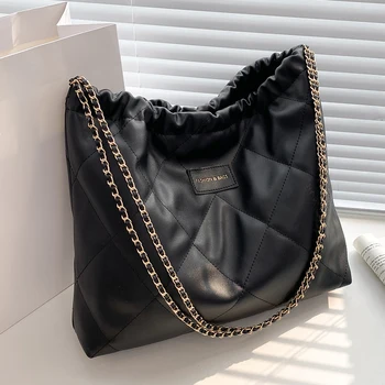 Луксозни чанти-тоут за жени, дизайнерски стеганая голяма чанта-месинджър от мека кожа, trend на марка 2023, дамска чанта, Новост