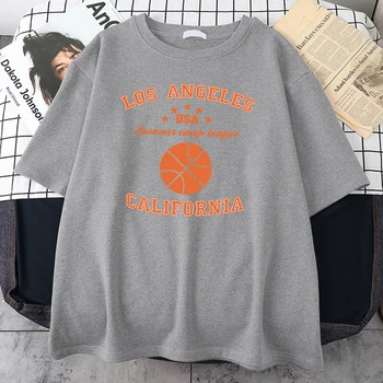 Лятна Баскетболно тениска Лос Анджелис, Калифорния, САЩ, Памучен Тениска с принтом, Тениска за Улично Творчество, Свободна Тениска Мъжка тениска Оверсайз