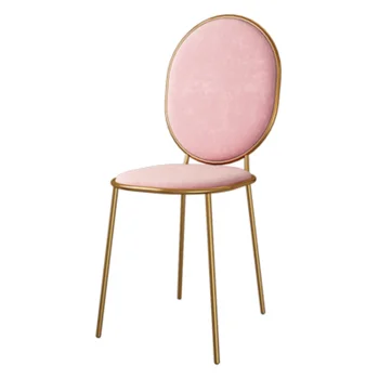 Мобилен модерен кът за стол от ковано желязо, трапезария столове, кухненски стол за грим, лек стол луксозен дизайн, мебели за тоалетни масички, WH