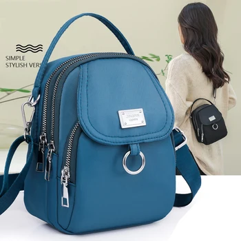 Модерен 3-слойная дамска мини чанта от висококачествена здрава тъкан, малка чанта през рамо за момичета, дамска мини чанта за телефон в красивия стил