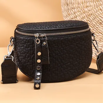 Модерна дамска чанта за през рамото от естествена кожа, луксозна однотонная чанта-месинджър от телешка кожа, ежедневни дамски малка чанта, портфейл