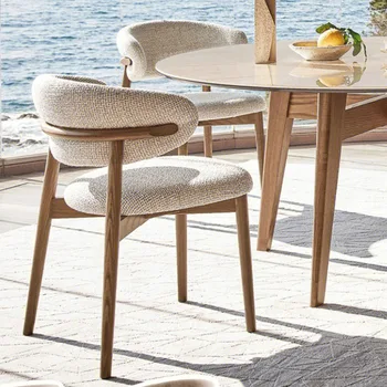 Модерни минималистичные Трапезни столове, Дървен Дизайн, Меки Удобни столове с ниска облегалка, Кожа, Мебели за трапезария, Сандали, Кухненски Мебели