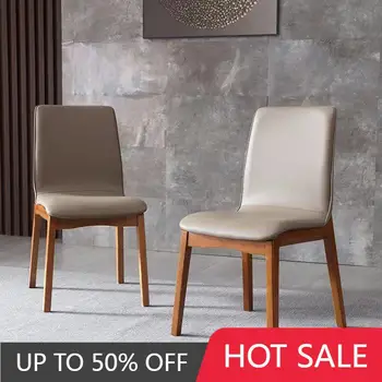 Модерни трапезни столове за всекидневна Минималистичные Меки дървени трапезни столове с кожена облегалка Миниатюрни мебели за ресторант Cadeira Jantar