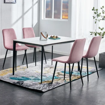 Модерни трапезни столове от кадифе \ Столове с тъканната тапицерия, Приставной стол с черни крака за мебели за дома
