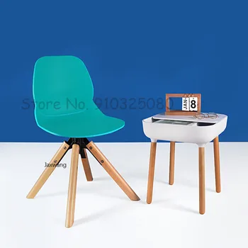 Модерно обзавеждане маса за Хранене, стол за Домашно скандинавски минималистичен стол Въртящ се стол, Мека чанта Креативна личност Дизайнерски столове за почивка