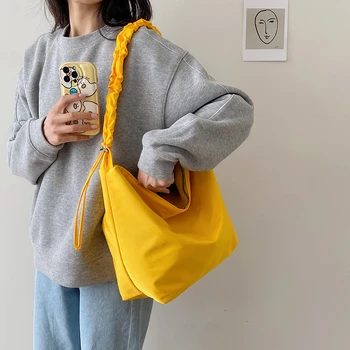 Модни Проста однотонная студентски чанта за съхранение с голям капацитет, ежедневна чанта през рамо с едно рамо, дамски чанти за междуградски пътувания