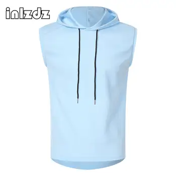 Мъжки модни hoody за фитнес без ръкави, спортна жилетка с качулка, hoody, ежедневни тениска, риза за бягане