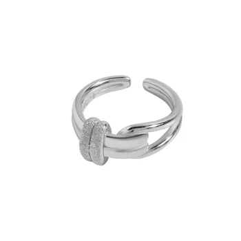Нишевый дизайн, индивидуална мода, Прости двуслойни вратовръзка с сверкающим диамантен пръстен, Пръстен от сребро 925 проба, жена