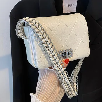 Нова мода висококачествена чанта през рамо с яка-на веригата, универсална малка квадратна чанта