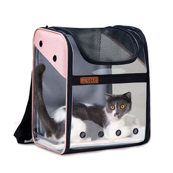 Прибиращ чанта-переноска за котки, прозрачен раница за котки, дишаща лаптоп раница-переноска за домашни любимци за котки и малки кучета