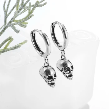 Реколта сребърни обеци с отложено във формата на готически черепи за мъже и жени, модни ежедневни украса за партита, подаръци за Хелоуин