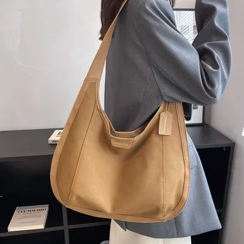 Ретро Оксфордские модни холщовые дамски чанти, чанта през рамо цвят каки, проста студентска чанта през рамо, бежова чанта-тоут