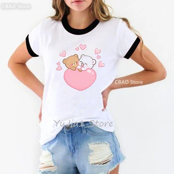 Розова Праскова Тениска Love Cat, Дамски Дрехи, 2023, Забавна Тениска Kawaii, Дамски Лятна Модна Тениска С Къс Ръкав, търговия на Едро