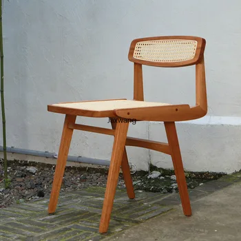 Скандинавски маса за хранене, стол за кухня, Мебели за дома, Мебели от тиково дърво, Прости дървени трапезни столове, дизайнерски облегалка, оригинален стол от ратан