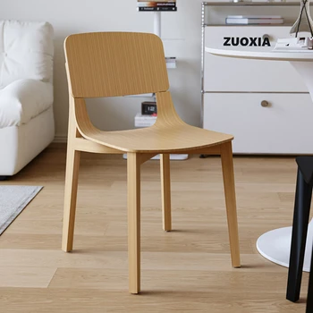 Скандинавски модерен минималистичен стол за трапезария от масивна дървесина, дизайнерски столове за ресторант в ретро стил, дървени столове с нормална облегалка