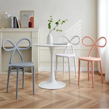 Скандинавски пластмасов стол с маса за хранене, модерна прост облегалка, ресторант, магазин млечен чай, творчески скрин за момичета, стол за грим