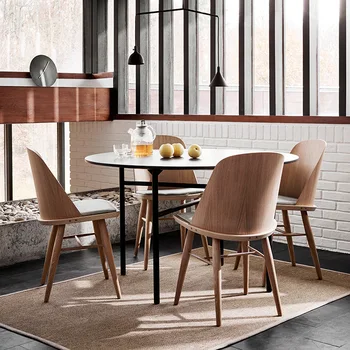 Скандинавските трапезни столове, творчески кухненски стол от масивно дърво, Удобна облегалка, мебели за хола, универсален компютърен стол за сцената