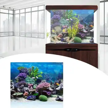 Стикер за декорация на фона на Аквариума, Пейзаж боя, фон за аквариум, плакат с морски растения