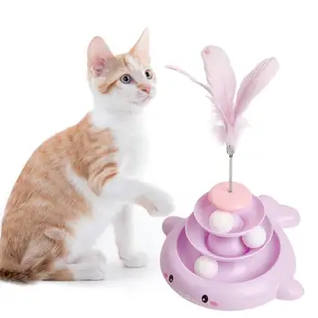 Страхотна играчка-пръчка за котки, Свалящ се, снимающая скука, износостойкая, 3 пласта, въртяща маса за домашни котки, тизерная пръчка