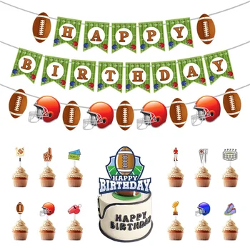 Тематичен комплект за ръгби Американски topper за торта с надпис Happy Birthday Super Bowl Rugby Тематично бижу за рождения ден на вечерни аксесоари