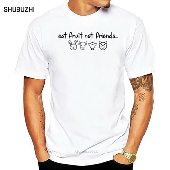 Тениска Eat Fruit Not Friends, Любител на животните, Вегетариански, Вегетариански Подарък тениска, S-5XL, мъжки памучен тениска, лятна брандираната тениска, евро размер