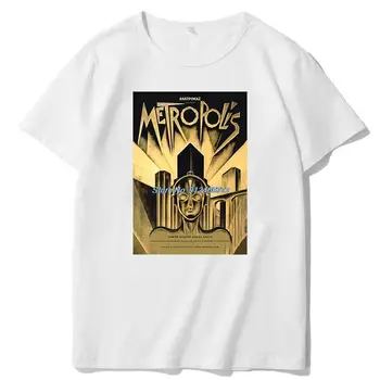 Тениска Metropolis, класически плакат научно-фантастичен филм, реколта тениска с кръгло деколте, ризи с къс ръкав, лятна модна тениска, мъжки дрехи