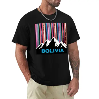 Тениска с андскими планините на Боливия и цветни небе агуайо, потници в големи размери, реколта дрехи, тениски в тежка категория за мъже