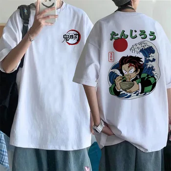 Тениска с аниме Demon Slayer, мъжки ежедневни тениска Harajuku, женска тениска Оверсайз, лято 2023, дамски дрехи в Япония, тениски