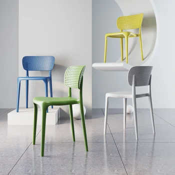Трапезария стол, улични пластмасови трапезни столове със сгъваем стол, Столове за кухня, Домашен модерен минималистичен стол за хранене в скандинавски стил